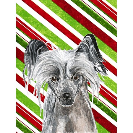 Patioplus Chinese Crested Candy Cane Christmas Flag Garden Size PA2916312